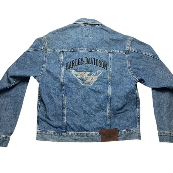 Vintage 90’s Harley Davidson Denim Jean Jacket Size Small Bike Made in USA - Picture 2 of 9